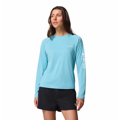 Polo Para Mujer Manga Larga PFG Tidal Tee™ II Celeste Columbia