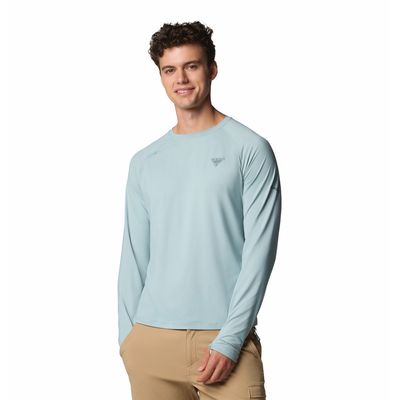 Polo Para Hombre Manga Larga PFG Wild Cast™ Celeste Columbia