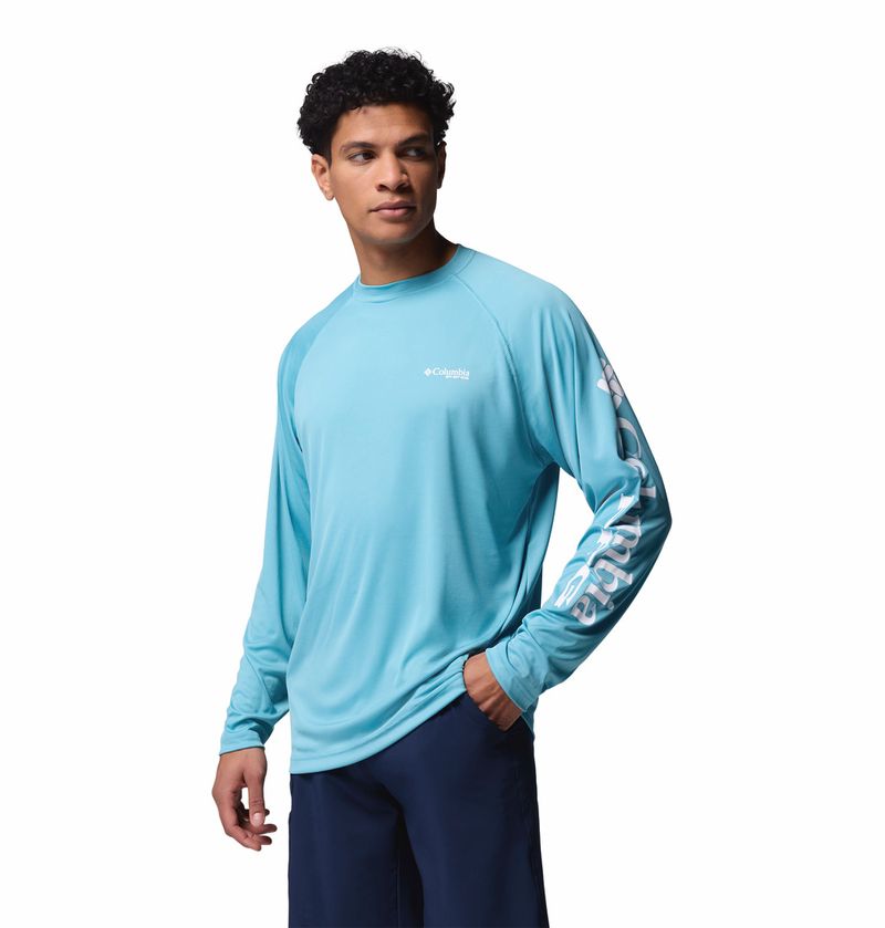 Polo-Para-Hombre-Manga-Larga-PFG-Terminal-Tackle™-Celeste-Vestuario