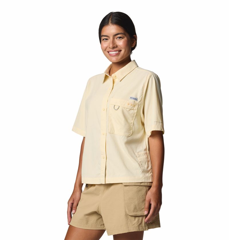 Blusa-Para-Mujer-Manga-Corta-PFG-Wild-Cast™-Amarilla-Columbia