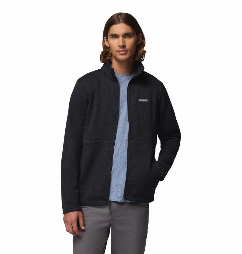 Casaca-Para-Hombre-Fleece-de-Cierre-Completo-Alto-Pass™-Negra-Vestuario