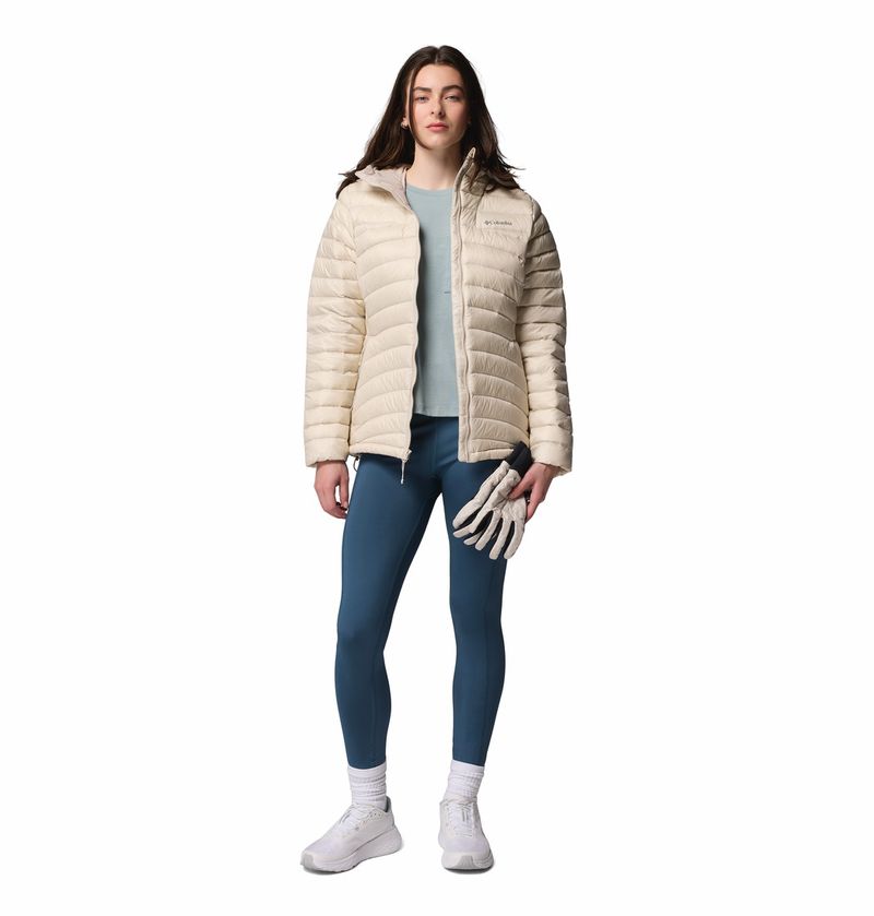 Casaca-Para-Mujer-de-Plumas-Con-Capucha-Corelite™-Beige-Vestuario