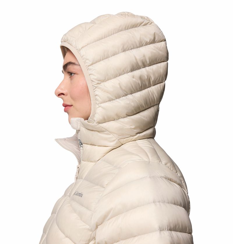 Casaca-Para-Mujer-de-Plumas-Con-Capucha-Corelite™-Beige-Vestuario