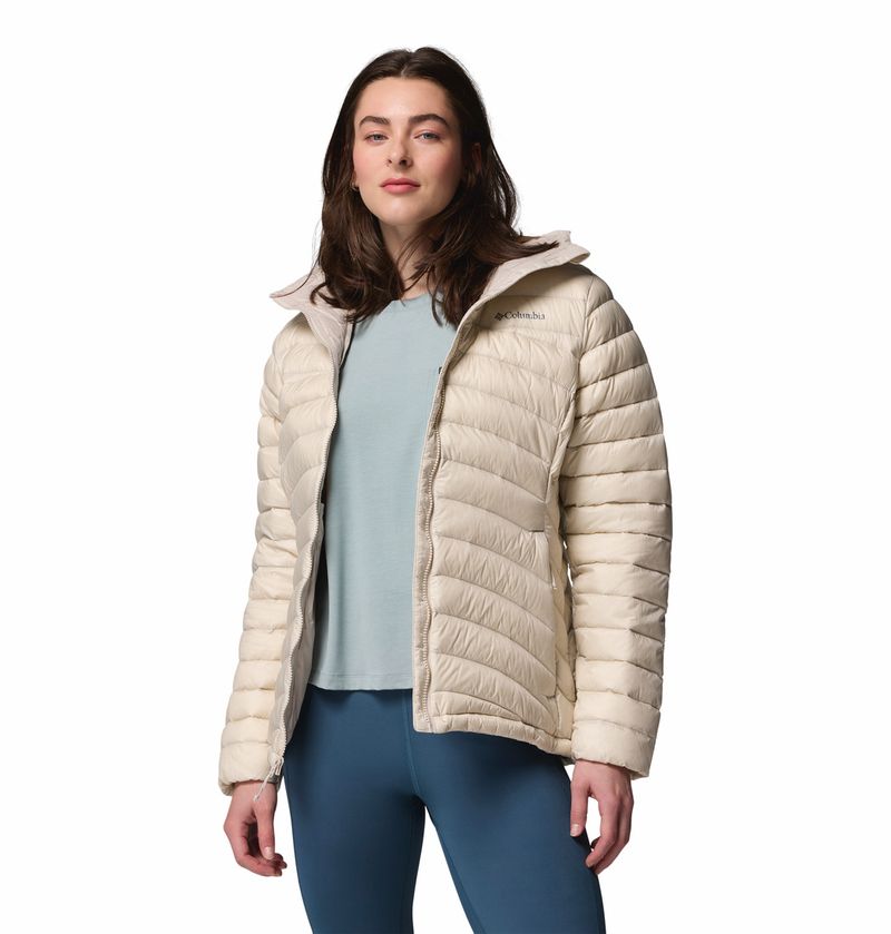 Casaca-Para-Mujer-de-Plumas-Con-Capucha-Corelite™-Beige-Vestuario