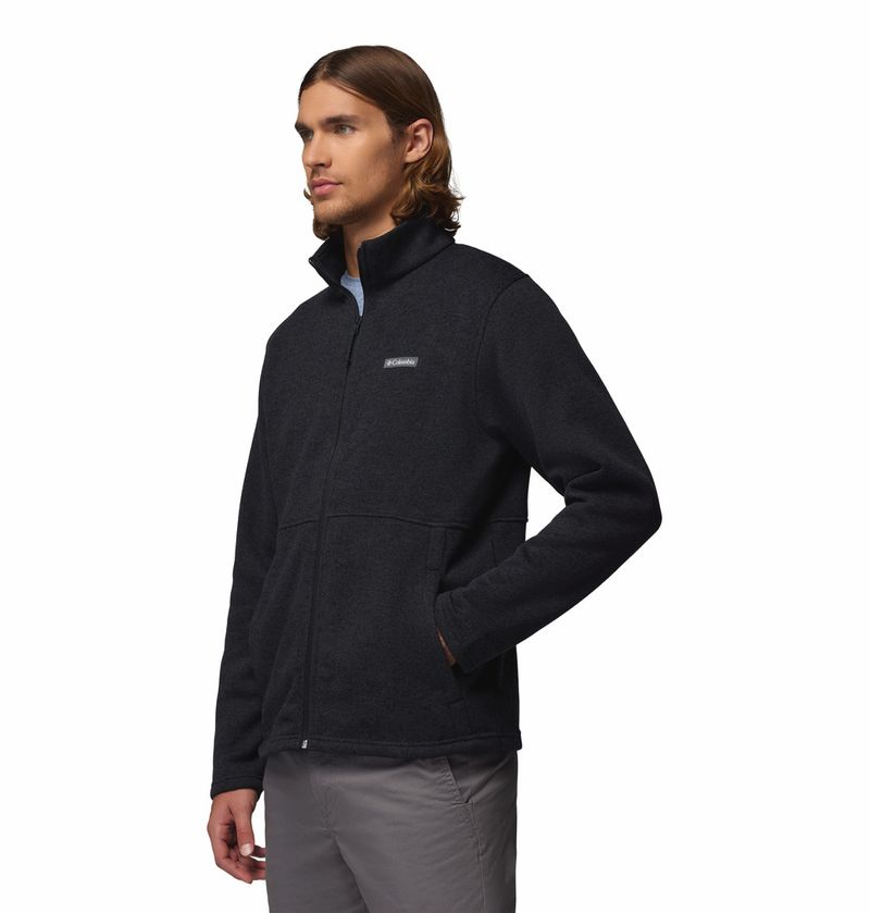 Casaca-Para-Hombre-Fleece-de-Cierre-Completo-Alto-Pass™-Negra-Vestuario